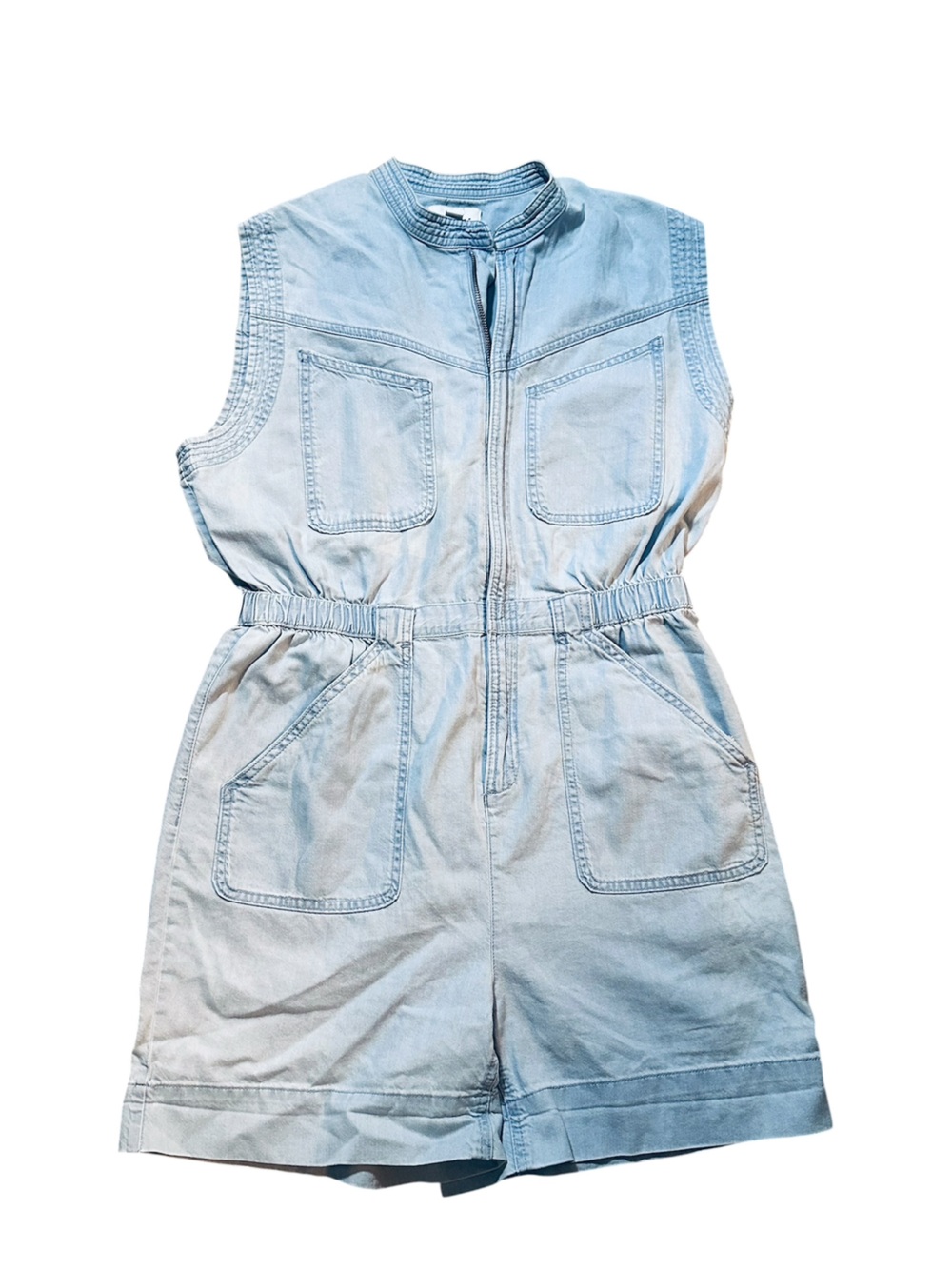 Top shop denim shorts romper sz 10 light wash